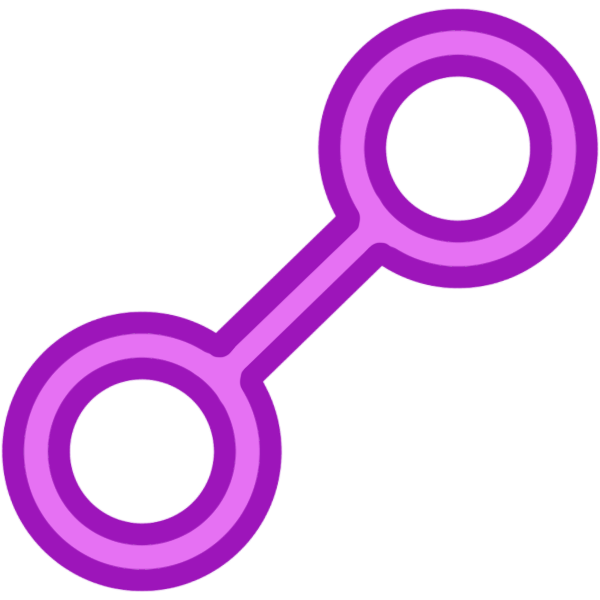 a glyph for the letter K in two toned magenta. It is two arrows pointing up and to the right diagonally, connected at the base by a line.